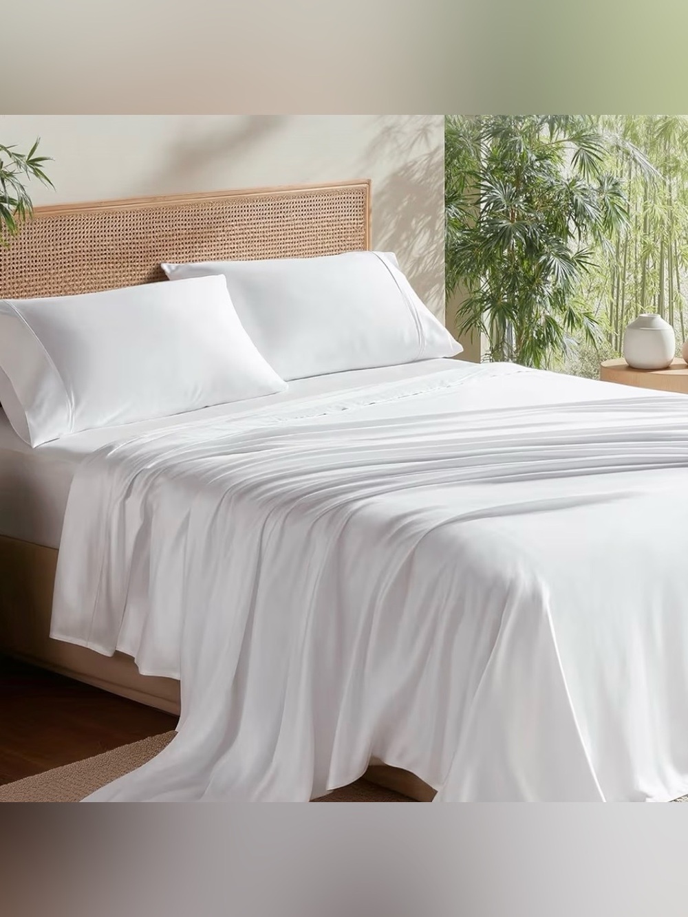 True Bamboo 100% Pure Bamboo White  Queen Sheet Set -New In Box-never opened.